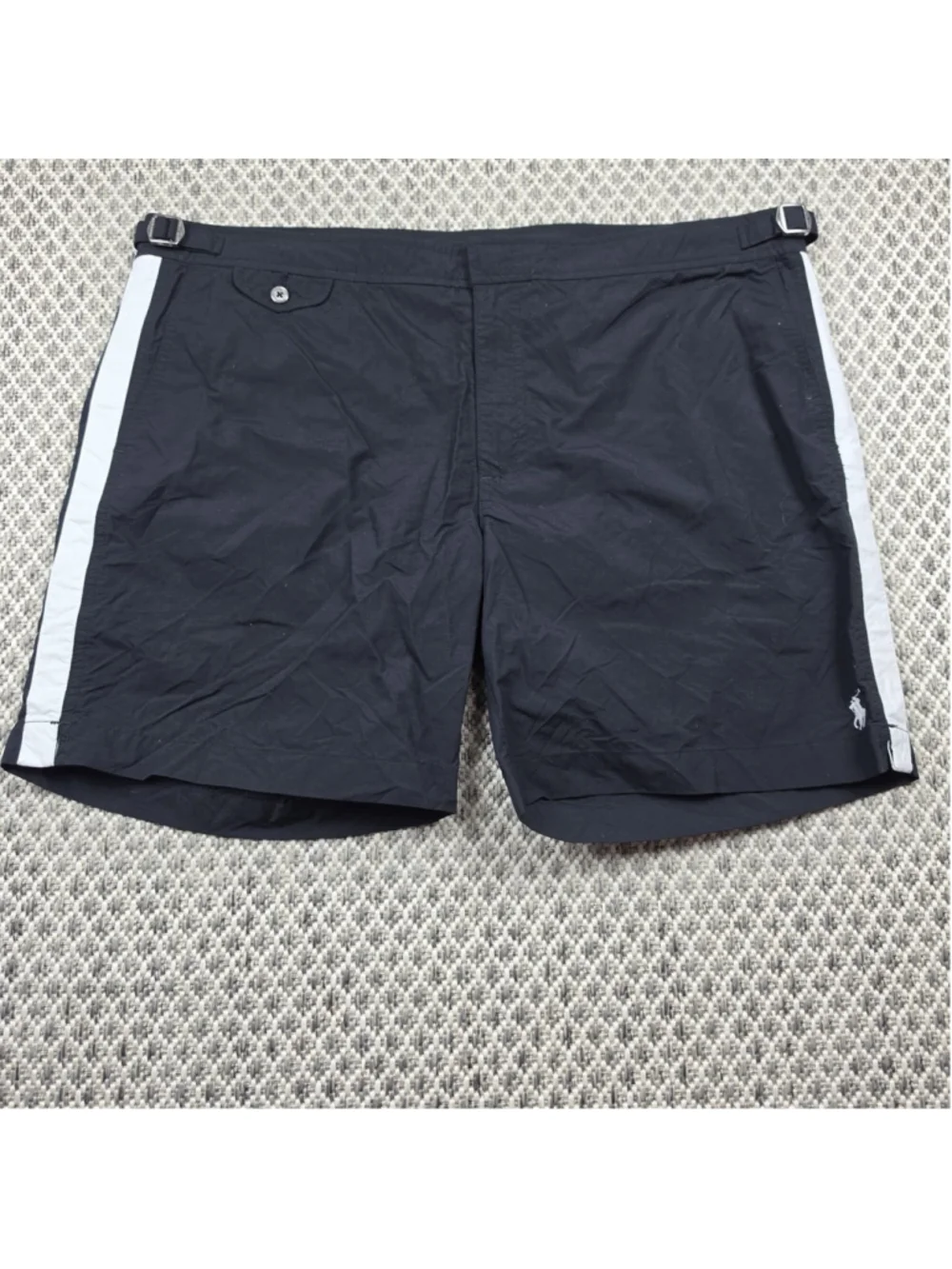 Polo Ralph Lauren Swim Trunks Mens 40 Black Side Stripe Surf Board Shorts